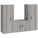 vidaXL 3-delige Tv-meubelset bewerkt hout wit