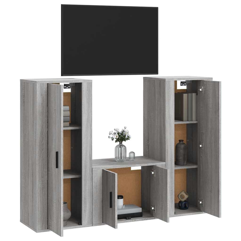 vidaXL 3-delige Tv-meubelset bewerkt hout wit