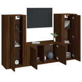 vidaXL 3-delige Tv-meubelset bewerkt hout hoogglans wit