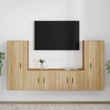 vidaXL 4-delige Tv-meubelset bewerkt hout wit