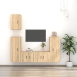 vidaXL 5-delige Tv-meubelset bewerkt hout wit