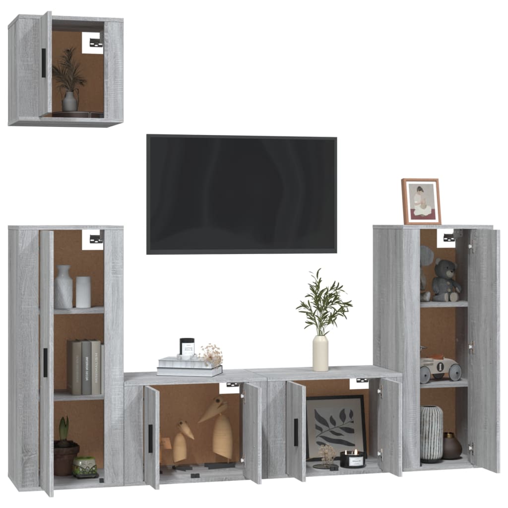 vidaXL 5-piece TV Cabinet Set Engineered Wood White
