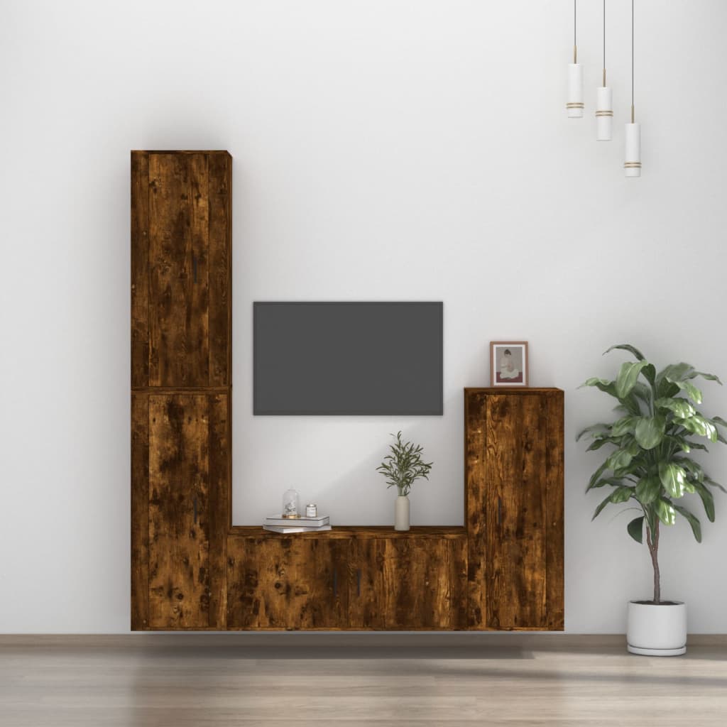 vidaXL 4-delige Tv-meubelset bewerkt hout wit