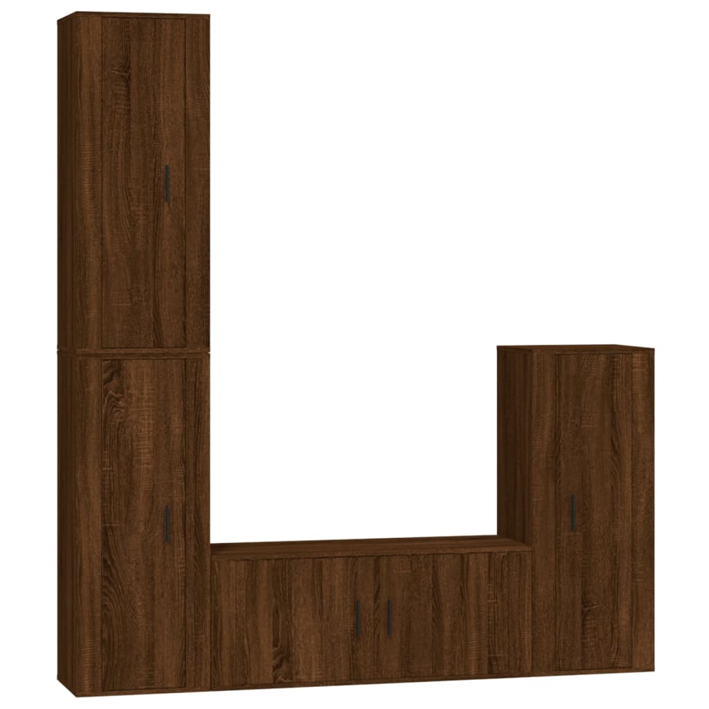 vidaXL 4-delige Tv-meubelset bewerkt hout wit