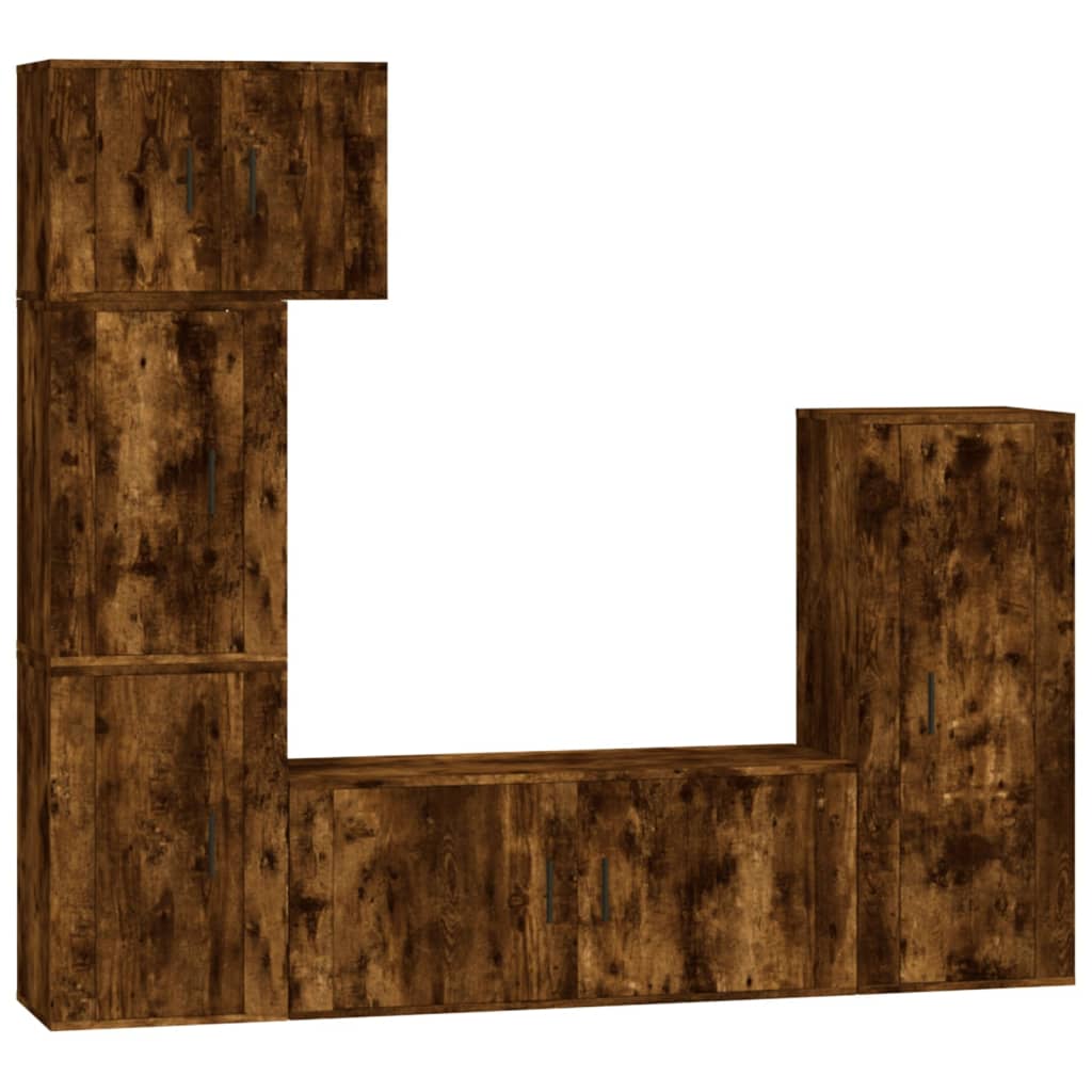 vidaXL 5-piece TV Cabinet Set Engineered Wood White