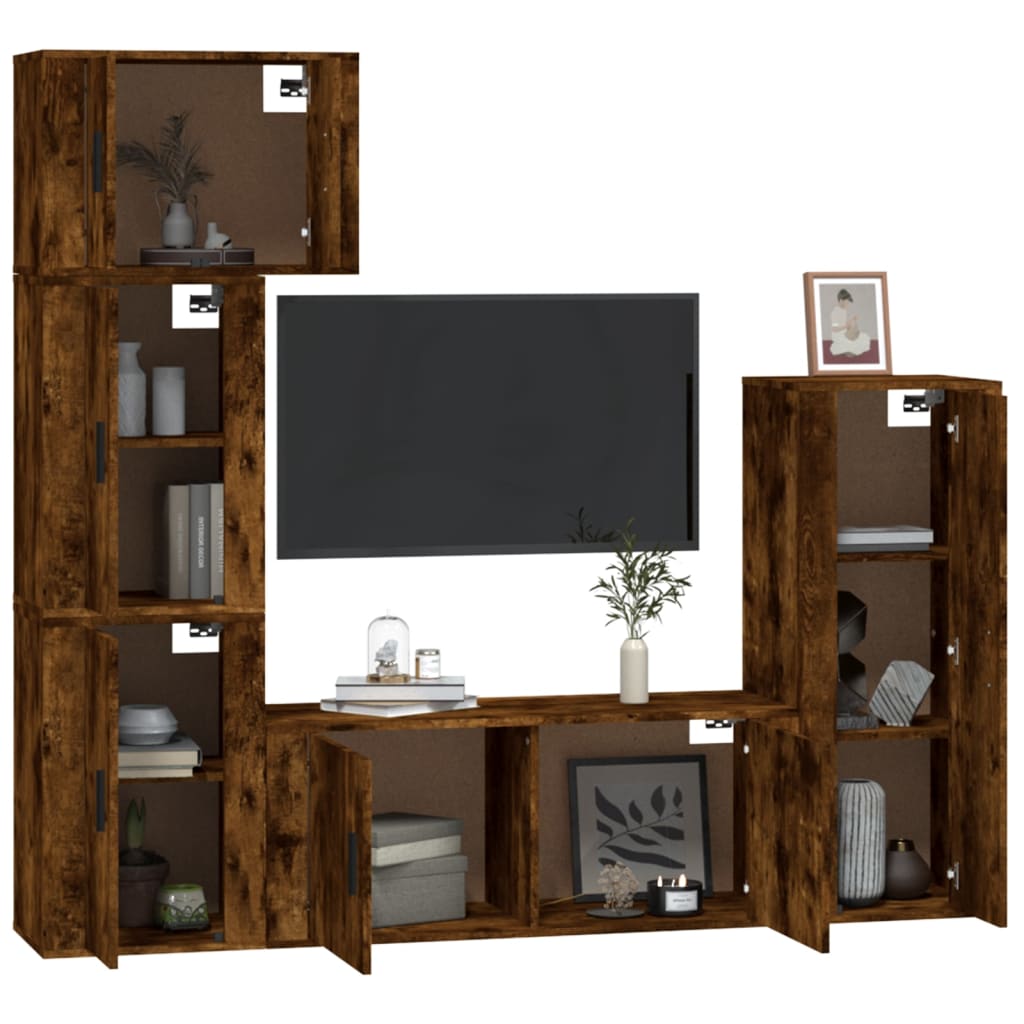 vidaXL 5-piece TV Cabinet Set Engineered Wood White