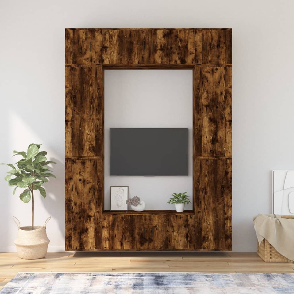 vidaXL 8-delige Tv-meubelset bewerkt hout wit