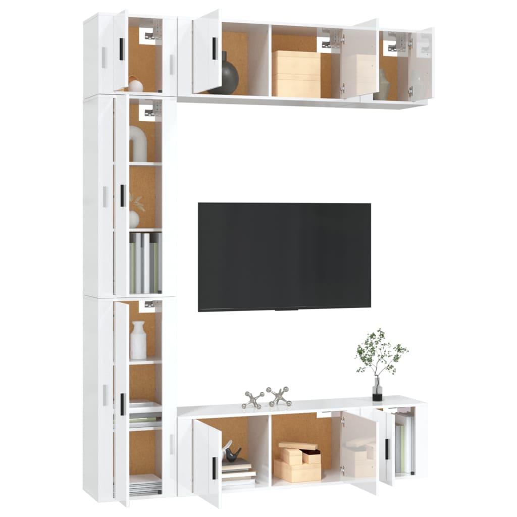 vidaXL 7-delige Tv-meubelset bewerkt hout wit