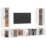 vidaXL 6-delige Tv-meubelset bewerkt hout hoogglans wit