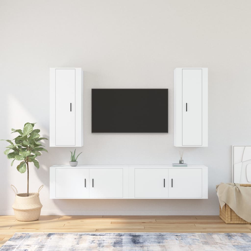 vidaXL 4-piece TV cabinet set engineered wood white