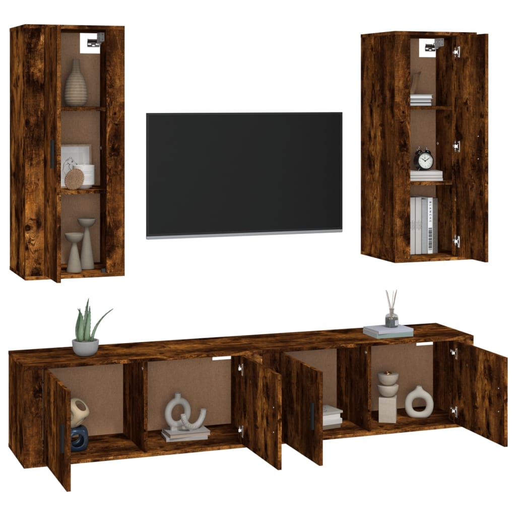 vidaXL 4-piece TV cabinet set engineered wood white