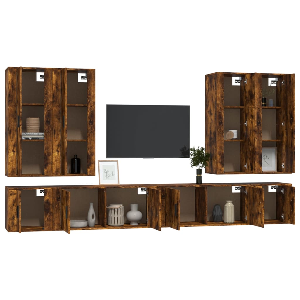 vidaXL 8-delige Tv-meubelset bewerkt hout wit