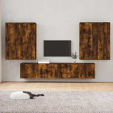 vidaXL 6-delige Tv-meubelset bewerkt hout wit
