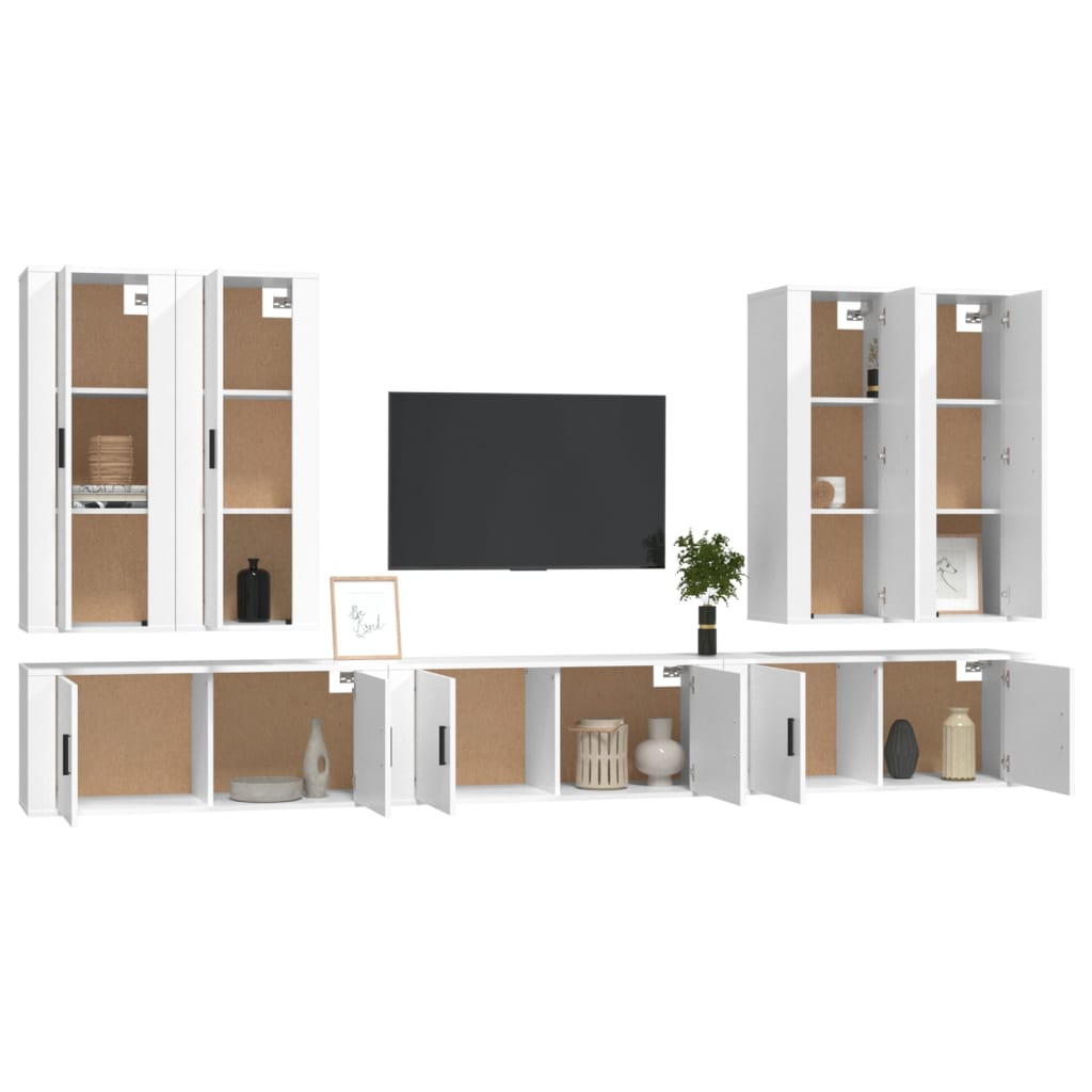 vidaXL 7-delige Tv-meubelset bewerkt hout wit