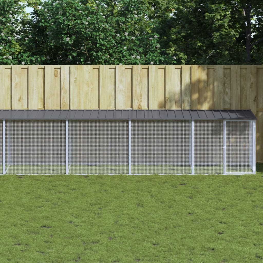 vidaXL Chicken Coop with Roof Anthracite 203x98x90 cm Galvanized Steel