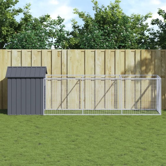 vidaXL Hondenhok met dak 117x201x123 cm gegalvaniseerd staal antraciet