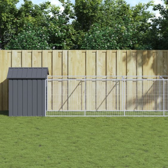 vidaXL Hondenhok met dak 117x201x123 cm gegalvaniseerd staal antraciet