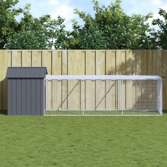 vidaXL Kippenhok met ren antraciet 117x201x123 cm gegalvaniseerd staal