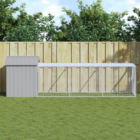 vidaXL Kippenhok met ren antraciet 117x201x123 cm gegalvaniseerd staal