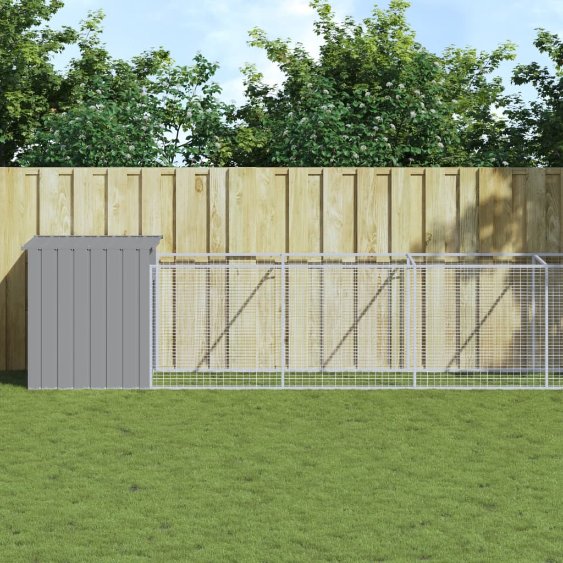 vidaXL Hondenhok met dak 110x201x110 cm gegalvaniseerd staal antraciet