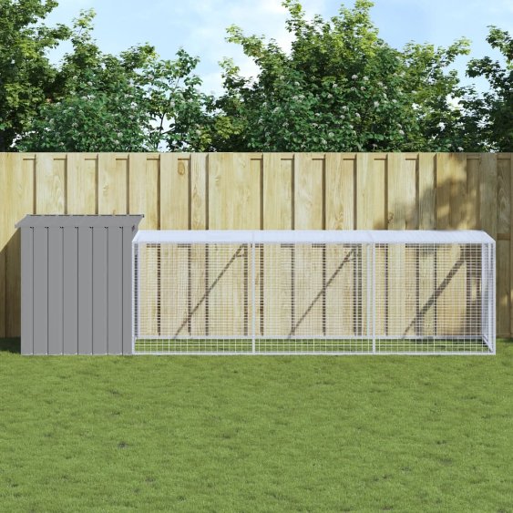 vidaXL Kippenhok met ren antraciet 110x201x110 cm gegalvaniseerd staal