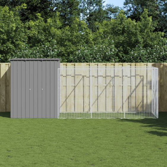 vidaXL Hondenhok met ren 165x251x181 cm gegalvaniseerd staal antraciet