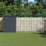 vidaXL Chicken Coop with Run 165x251x181 cm Galvanized Steel Anthracite