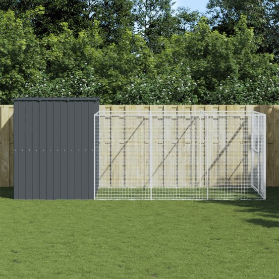 vidaXL Dog Kennel with Roof 214x153x181 cm Galvanized Steel Anthracite