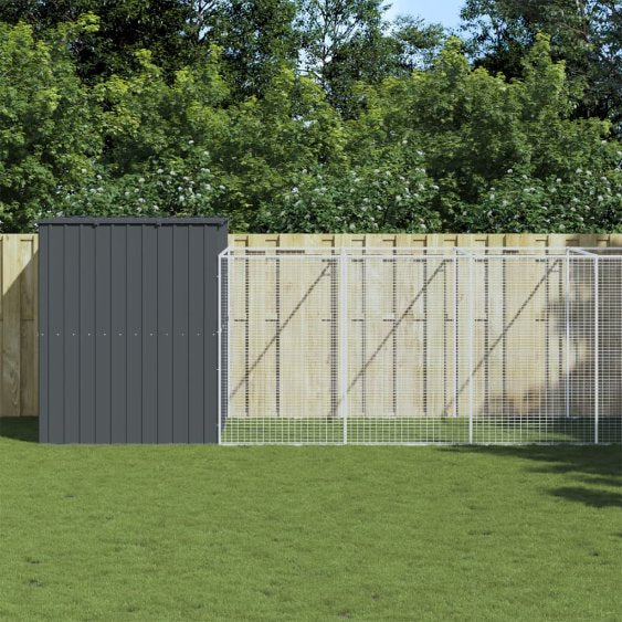 vidaXL Dog Kennel with Roof 214x153x181 cm Galvanized Steel Anthracite