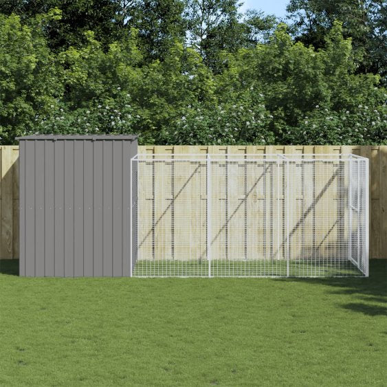 vidaXL Dog Kennel with Roof 214x153x181 cm Galvanized Steel Anthracite