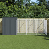 vidaXL Hondenhok avec ren 214x253x181 cm acier galvanisé antraciet