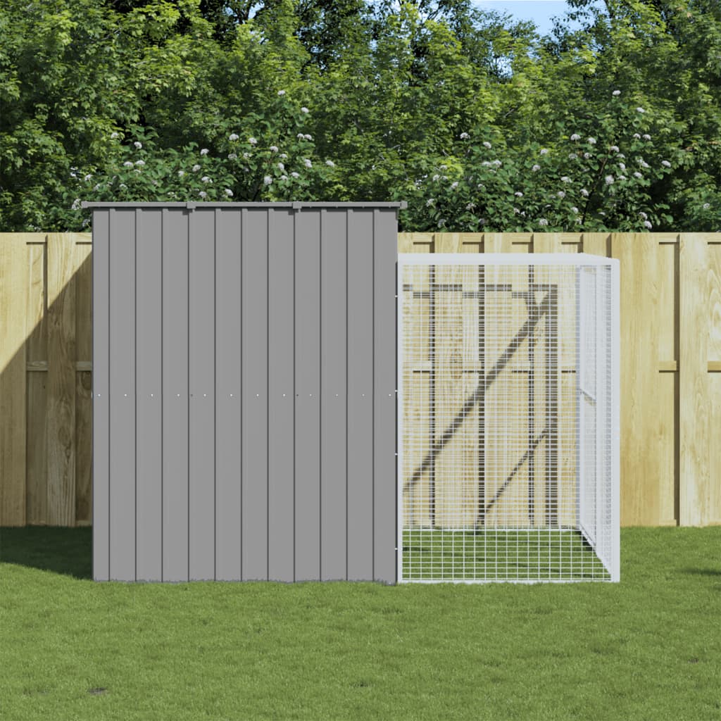 vidaXL Hondenhok avec ren 214x253x181 cm acier galvanisé antraciet