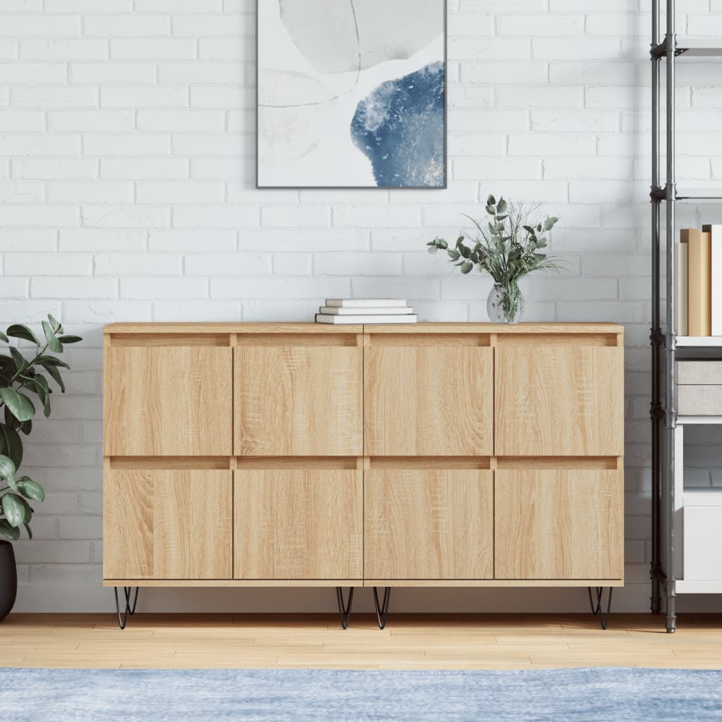 vidaXL Dressoirs 2 st bewerkt hout wit