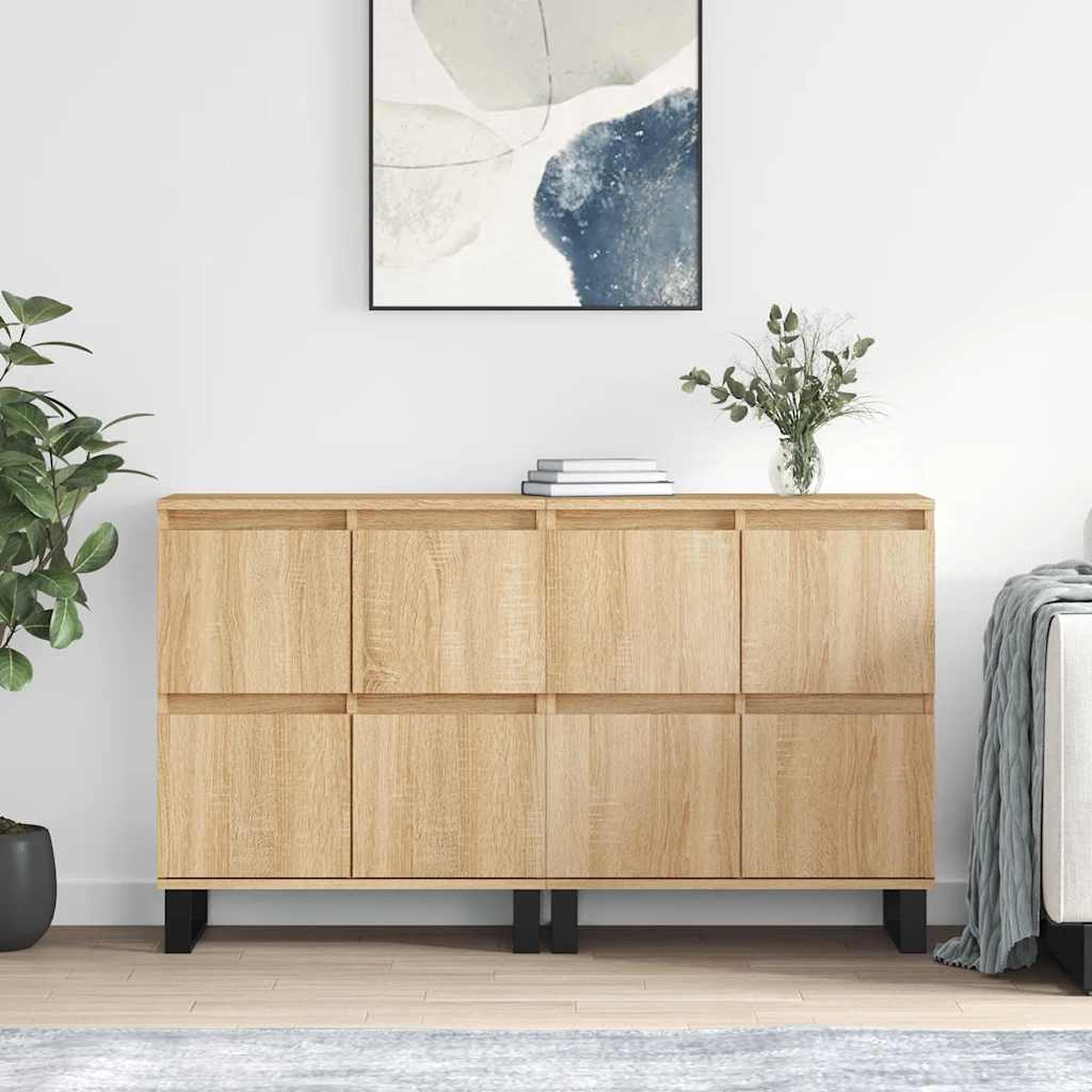 vidaXL Dressoirs 2 st bewerkt hout wit