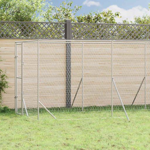 vidaXL Outdoor Dog Kennel 2x2x2 m Galvanized Steel Silver
