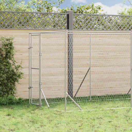 vidaXL Outdoor Dog Kennel 2x2x2 m Galvanized Steel Silver