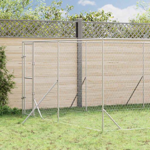 vidaXL Outdoor Dog Kennel 2x2x2 m Galvanized Steel Silver