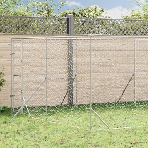 vidaXL Outdoor Dog Kennel 2x2x2 m Galvanized Steel Silver
