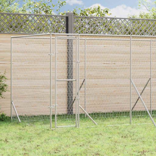 vidaXL Outdoor Dog Kennel 2x2x2 m Galvanized Steel Silver