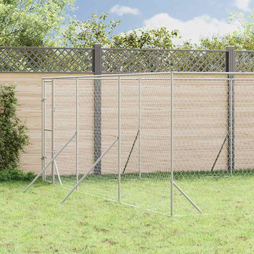 vidaXL Outdoor Dog Kennel 2x2x2 m Galvanized Steel Silver