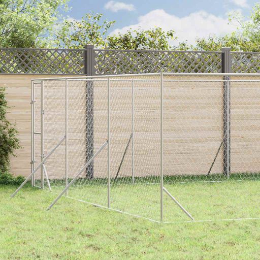 vidaXL Outdoor Dog Kennel 2x2x2 m Galvanized Steel Silver