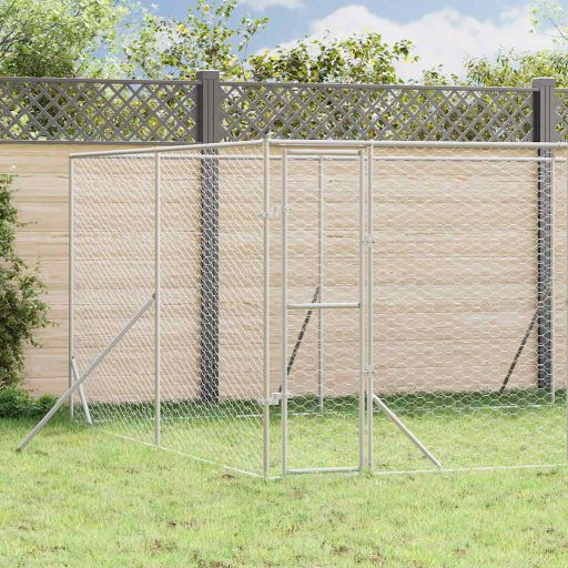 vidaXL Outdoor Dog Kennel 2x2x2 m Galvanized Steel Silver