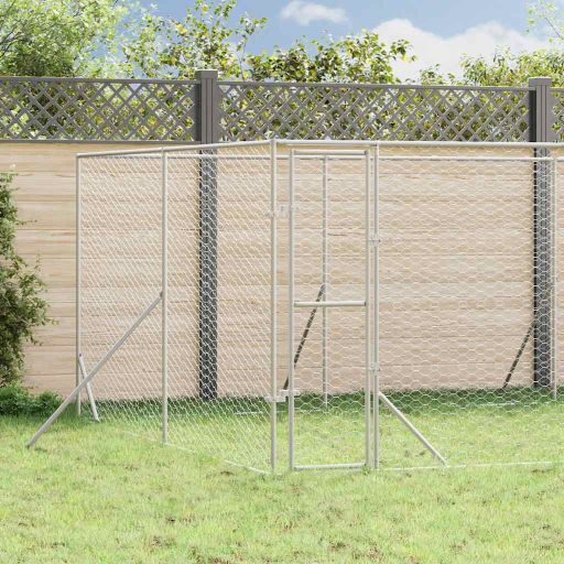 vidaXL Outdoor Dog Kennel 2x2x2 m Galvanized Steel Silver