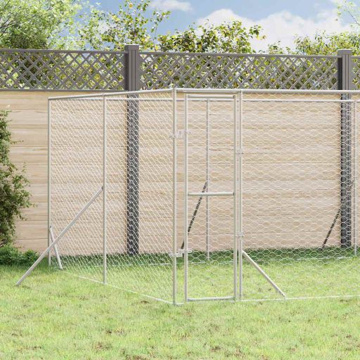 vidaXL Outdoor Dog Kennel 2x2x2 m Galvanized Steel Silver