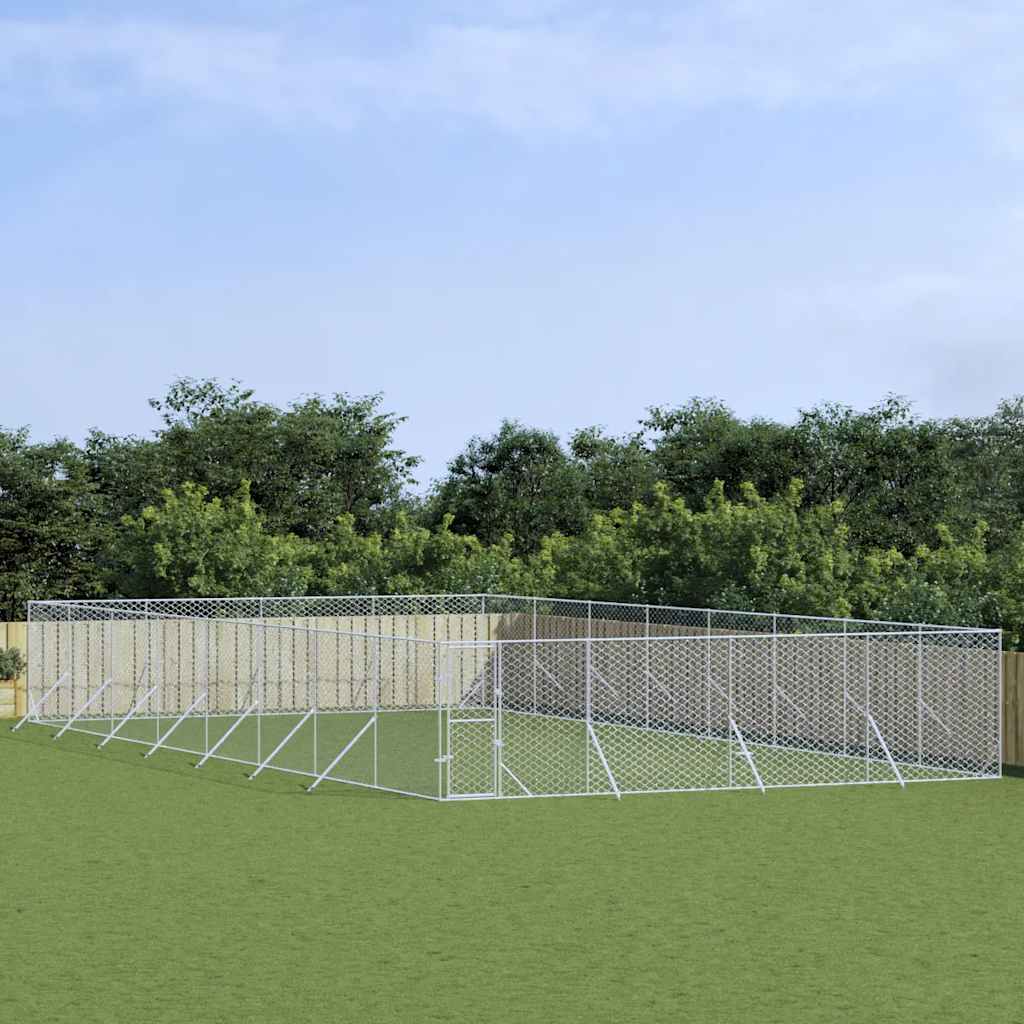 vidaXL Outdoor Dog Kennel 2x2x2 m Galvanized Steel Silver