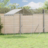 vidaXL Hondenkennel met dak 4x4x2,5 m gegalvaniseerd staal zilver