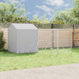 vidaXL Dog Kennel with Roof 4x4x2.5 m Galvanized Steel Silver