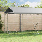 vidaXL Hondenkennel met dak 2x6x2,5 m gegalvaniseerd staal zilver