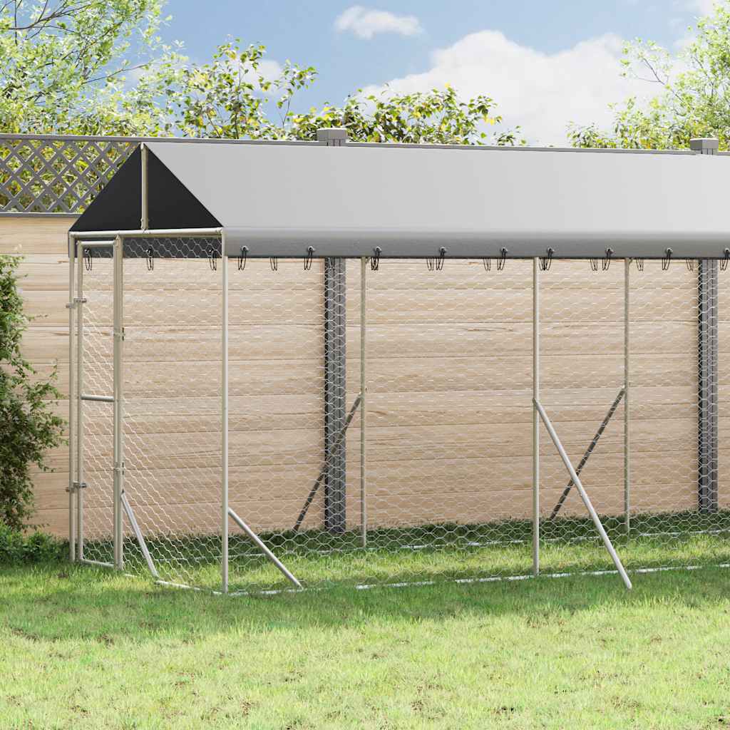 vidaXL Hondenkennel met dak 2x6x2,5 m gegalvaniseerd staal zilver
