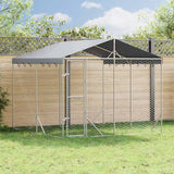 vidaXL Dog Kennel with Roof 3x1.5x2.5 m Galvanized Steel Silver
